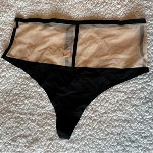 Victoria's Secret Black and Nude Mesh High-Waist Thong